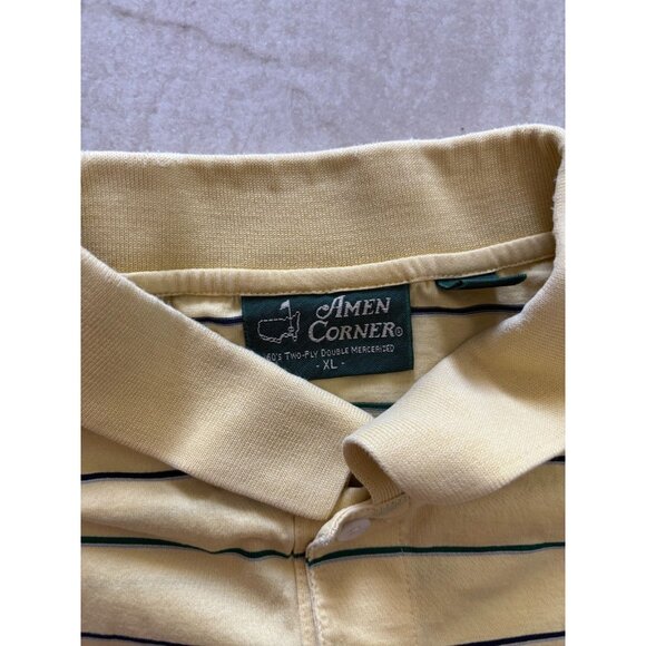 The Masters Golf Polo Shirt Mens XL Amen Corner Collection Yellow Stripe‎ VTG - Picture 6 of 8
